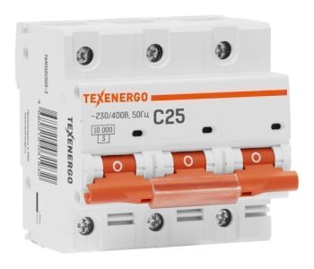 Автоматический выключатель ВА47-100 3п   25А  10кА Texenergo хар-ка С