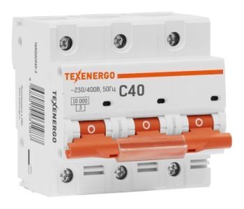 Автоматический выключатель ВА47-100 3п   40А  10кА Texenergo хар-ка С