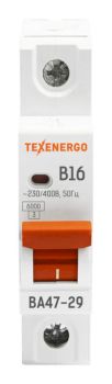 Автоматический выключатель ВА47-29 1п   16А   6кА Texenergo хар-ка B