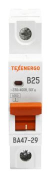 Автоматический выключатель ВА47-29 1п   25А   6кА Texenergo хар-ка B