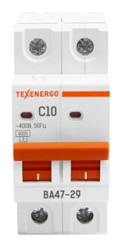 Автоматический выключатель ВА47-29 2п   10А   6кА Texenergo хар-ка С