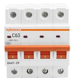 Автоматический выключатель ВА47-29 4п   63А   6кА Texenergo хар-ка С
