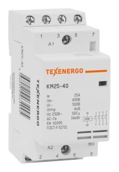 Контактор модульный КМ25-40  25А  4НO  230В Texenergo