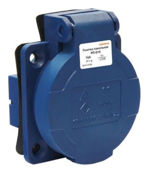 Розетка панельная РП10-3 с/у с защитной крышкой 2Р+РЕ 16А 250В  IP54